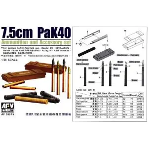 AFV Club 1/35 7,5cm PaK40 Ammunition and Accessory set Offerta Speciale