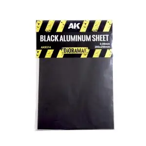 AK INTERACTIVE Lamiera di alluminio nera da 200 x 250 mm con uno spessore di 150 µm (0,15 mm / circa) Promo Stagionale