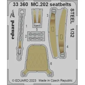 Ultime Pezzi EDUARD 1/32 ; MC.202 seatbelts STEEL - per kit ITALERI