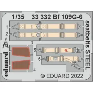 EDUARD 1/35 ; Bf 109G-6 seatbelts STEEL - per kit BORDER MODEL Ultimissimo Modello