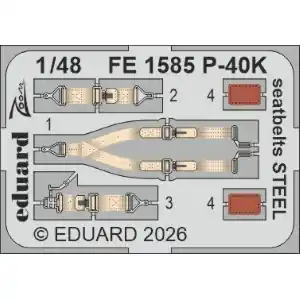 EDUARD 1 48 Curtiss P-40K seatbelts STEEL 1/48 Promozione Esclusiva