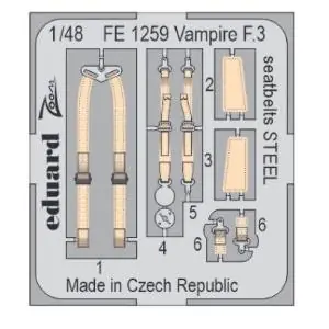 Ordina Subito EDUARD 1 48 de Havilland Vampire F.3 seatbelts STEEL