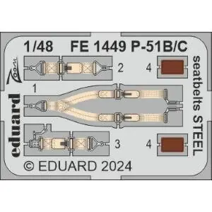 EDUARD 1 48 North-American P-51B/ C seatbelts STEEL Prezzo Ridotto