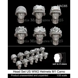 MANTIS MINIATURES 1 35 Head Set US WW2 Helmets M1 Camo Consegna Rapida
