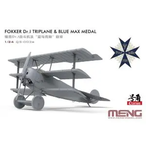 Non Perdere MENG MODEL 1/24; Fokker Dr.I Triplane & Blue Max Medal (Limited Edition, incl. one collection-class replica of the Blue Max)