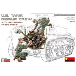 MINIART 1/35 U.S. Tank Repair Crew w/Continental W-670 Engine Offerta Del Giorno