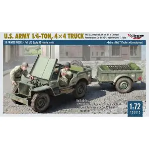 Offerta Limitata MIRAGE HOBBY 1/72. U.S. ARMY 1/4 TON, 4×4 TRUCK WW2 U.S. Army Truck, 1/4 ton, 4×4, Command Reconnaissance Car (MB 42/43 production) with T3 Trailer