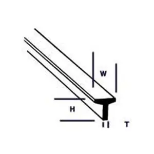 Novità Plastruct profilato stirene a "T" mm.3,2Hx3,2Wx1,0Tx375L - pezzi 7 per conf