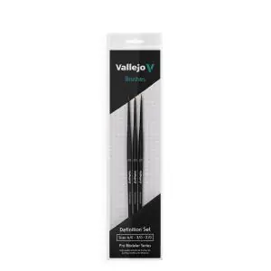 Quantità Limitata Vallejo Brush Set Pro Modeler Definition Set - Natural Hair (Sizes 4/0, 3/0 & 2/0)