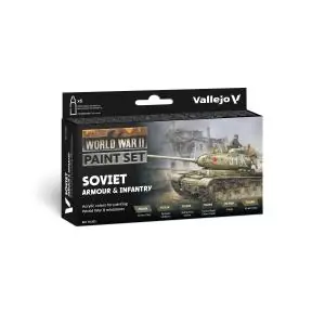 Nuovo Arrivo Vallejo Model Color WWII Paint Set Soviet Armour & Infantry, 6 colori da 18ml