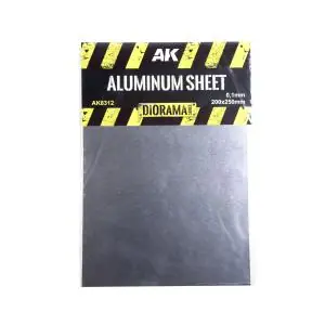 Novità AK INTERACTIVE Aluminum sheet of 200 x 250 mm with a thickness of 100 µm (0.1 mm / approx.)