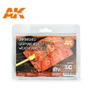 AK INTERACTIVE SET acrylic paint 3rd Generation 17mL - UNFINISHED GERMAN VEHICLES WEATHERING 3G Nuovo Arrivo