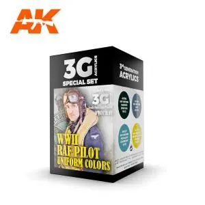 AK INTERACTIVE SET acrylic paint 3rd Generation 17mL - WWII RAF PILOT UNIFORM COLORS Novità