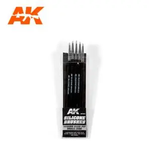 Reso Gratuito AK INTERACTIVE SET OF 5 SILICONE BRUSHES MEDIUM HARD TIP SMALL