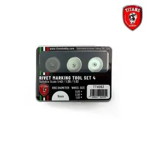 Non Perdere TITANS HOBBY RIVET MAKER TOOL SET 4 for scales 1 43/1 35/1 32 - 3 wheels diam.15mm x mm. 0.85/0.90/1.00