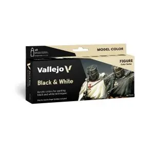 A Buon Prezzo Vallejo Model Color Effects / 8 colors set Black & White by Angel Giraldez 18 ml
