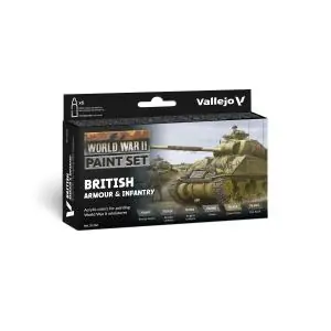 Spedito Oggi Vallejo Model Color set British Armour & Infantry WWII, 6 colors 18ml