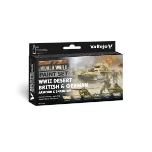 Vallejo Model Color set Desert British & German Armour & Infantry WWII, 6 colors 18ml Spedizione Espresso