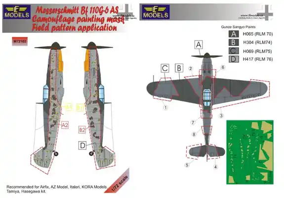Soddisfatti O Rimborsati Messerschmitt Bf 109G-6AS Maschera mimetica 1/72 - LF MODELS LFM72102