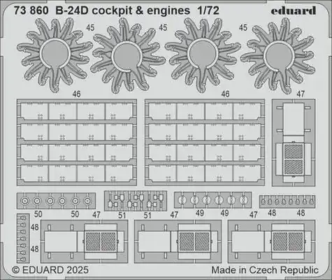 Ultime Pezzi B-24D Cabina di pilotaggio e motori fotoincisioni 1/72 - EDUARD 73860