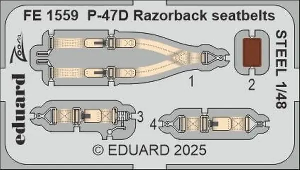 P-47D Razorback Cinture di sicurezza ACCIAIO 1/48 - EDUARD FE1559 Prezzo Di Fabbrica