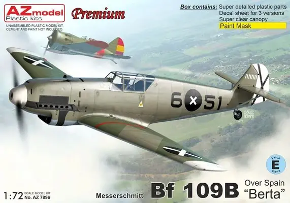 Messerschmitt Bf 109B "Berta" 1/72 - AZ MODEL AZ7896 Professionale