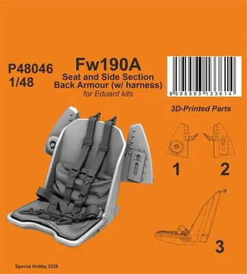 Solo Oggi Fw190A Sedile e sezione laterale Corazza posteriore 1/48 - CMK P48046