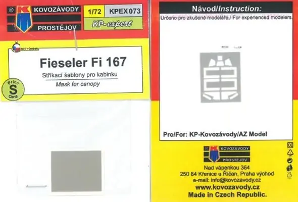 Prezzo Di Fabbrica Fieseler Fi 167 Maschera 1/72 - KOVOZAVODY PROSTEJOV KPEX073