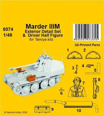 Marder IIIM Set di dettagli esterni e mezza figura del conducente 1/48 - CMK 8074 Promozione