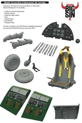 Quantità Limitata Hurricane Mk. IIc scarichi a coda di pesce set Dettagli 1/48 - EDUARD SIN648151
