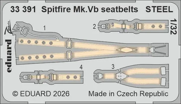 Supermarine Spitfire Mk.Vb Cinture di sicurezza ACCIAIO Fotoincisioni 1/32 - EDUARD 33391 Offerta Speciale