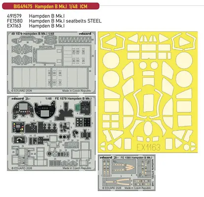 Hampden B Mk. I set fotoincisioni 1/48 - EDUARD BIG49475 Spedito Oggi