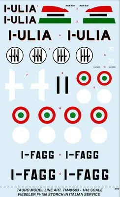 Più Venduto FIESELER Fi-156 STORCH DECALS 1/48 - TAURO TM48/593