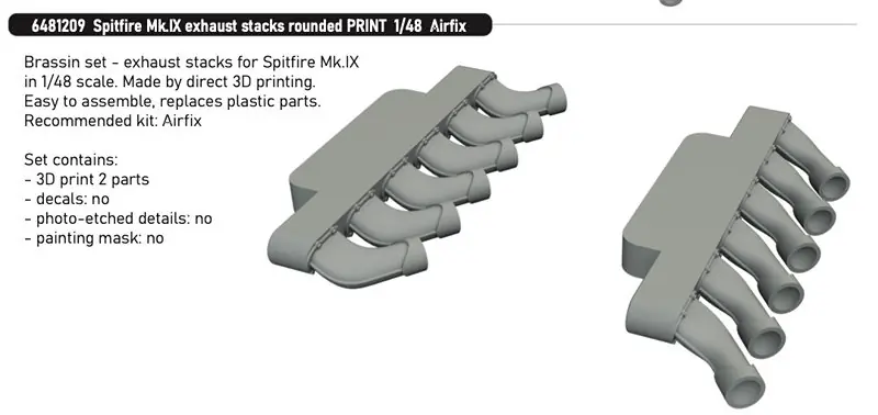 Supermarine Spitfire Mk.IX - Pile di scarico arrotondate 1/48 - EDUARD BRASSIN 6481209 Promozione
