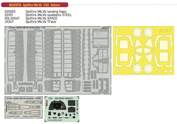 Supermarine Spitfire Mk.Vb Set fotoincisioni 1/32 - EDUARD BIG33176 Must-Have
