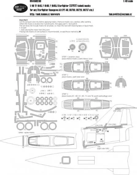 TF-104G, F-104D, F-104DJ Starfighter expert kabuki masks Professionale