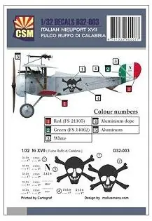 ITALIAN NIEUPORT XVII FULCO RUFFO DI CALABRIA Compra Online