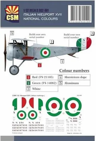 ITALIAN NIEUPORT XVII NATIONAL COLOURS Compra Adesso