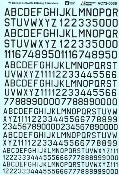 Luftwaffe lettering & numbers Prezzo Scontato